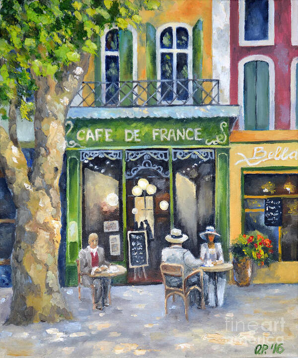 Cafe de France in L'Isle sur la Sorgue Poster by Olga Pimenova - Pixels