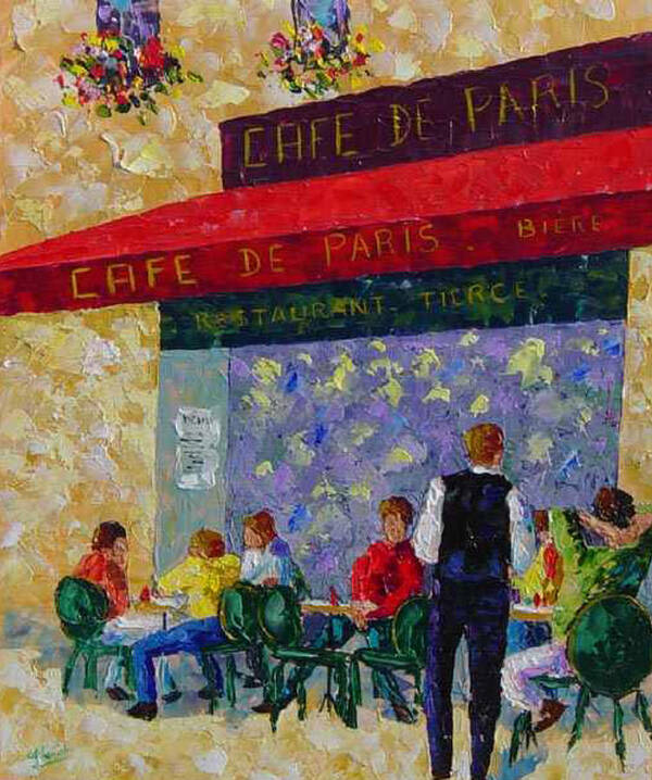 Seascape Poster featuring the painting Cafe de Paris France by Frederic Payet