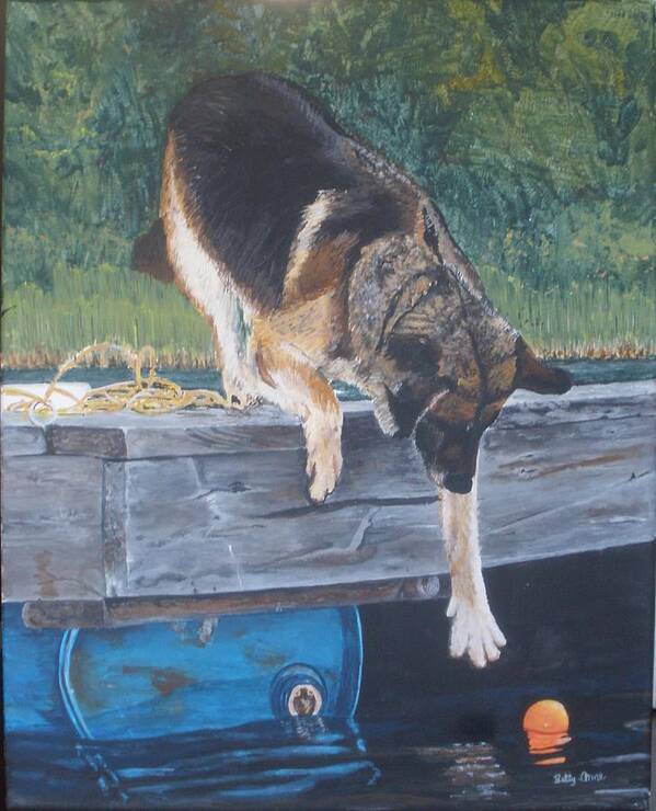 Dog Poster featuring the painting Can she... by Betty-Anne McDonald