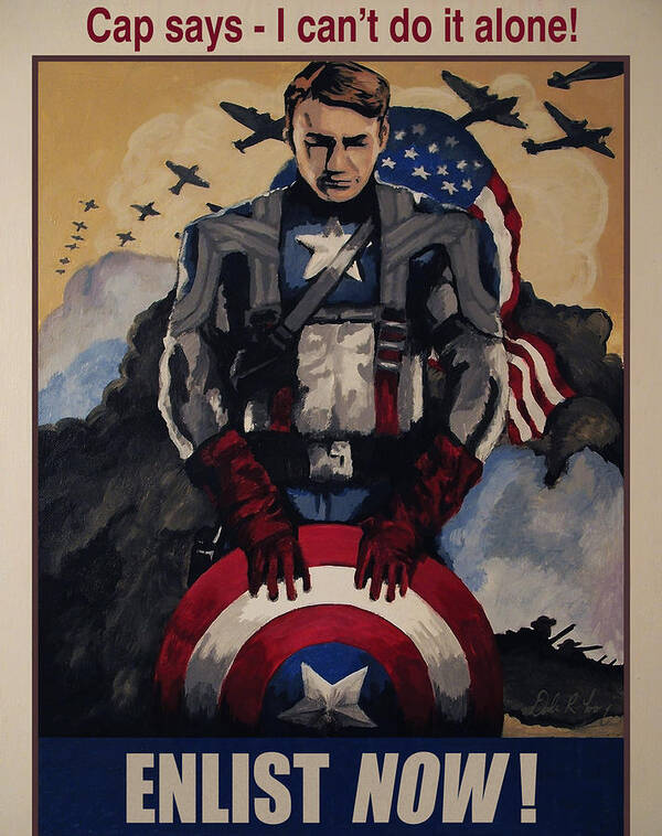 Avengers Poster featuring the painting Captain America Recruiting Poster by Dale Loos Jr