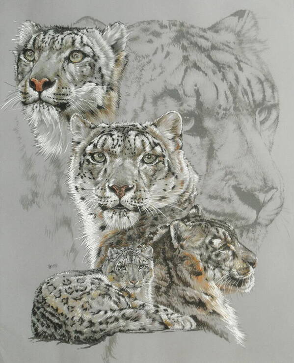 Snow Leopard Poster featuring the mixed media Captivating by Barbara Keith