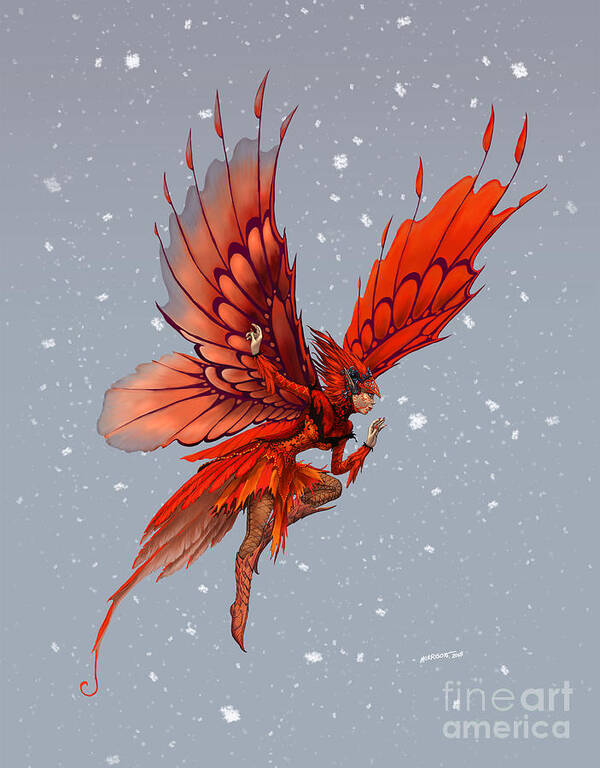 Fairy Poster featuring the digital art Cardinal Fairy by Stanley Morrison