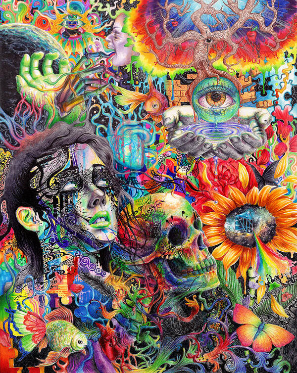 Trippy Poster featuring the painting Cerebral Dysfunction by Callie Fink
