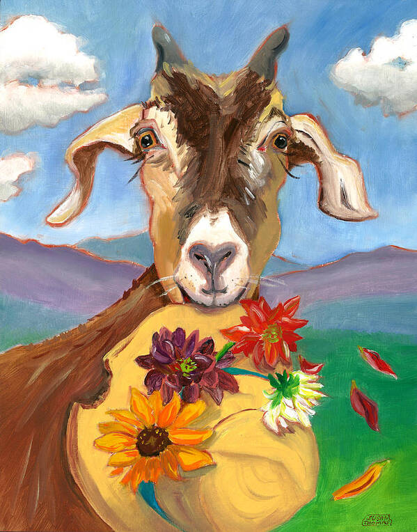 Goats Poster featuring the painting Cheeky Goat by Susan Thomas