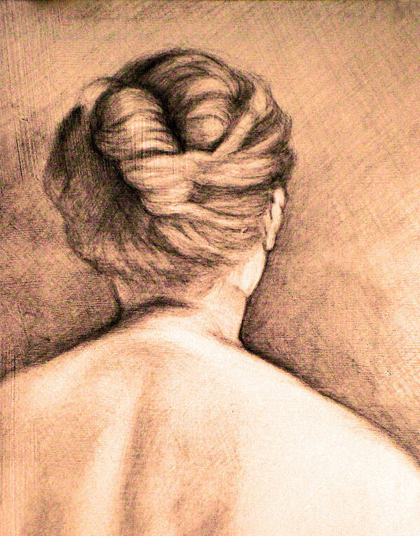 Woman Poster featuring the drawing Chignon by Karen Coggeshall