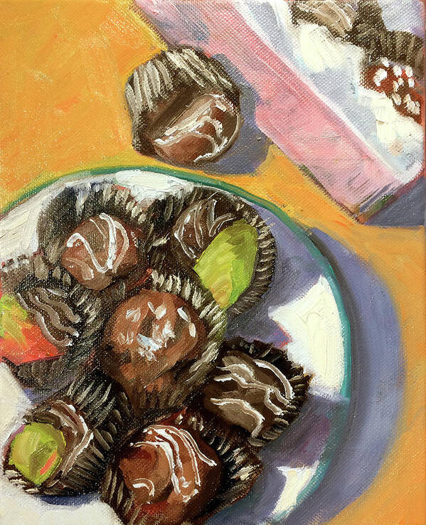 Chocolate Candy Poster featuring the painting Chocolate Cheer by Barbara Hageman
