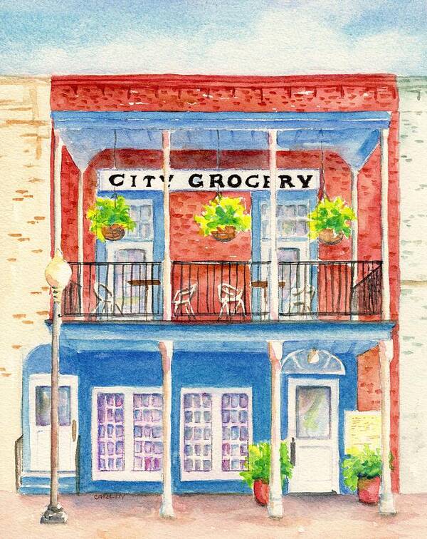 Oxford Ms Poster featuring the painting City Grocery Oxford Mississippi by Carlin Blahnik CarlinArtWatercolor