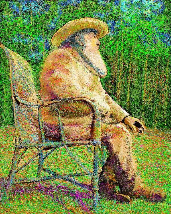 Monet Poster featuring the painting Claude Monet in his garden by Hidden Mountain