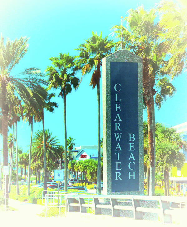 Clearwater Beach Sign Poster featuring the photograph Clearwater Beach Sign by Ola Allen