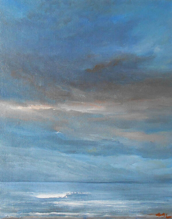 Seascape Poster featuring the painting Close Of Day by Jane See