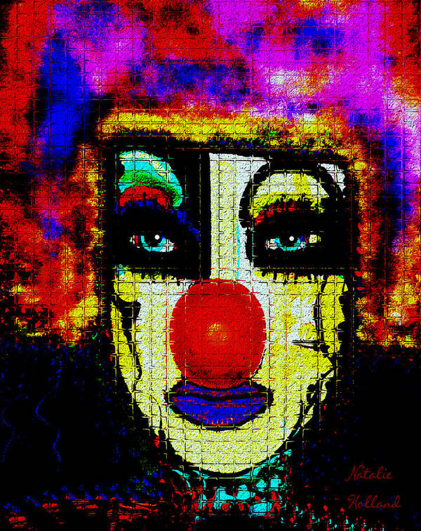 Natalie Holland Art Poster featuring the mixed media Clown by Natalie Holland
