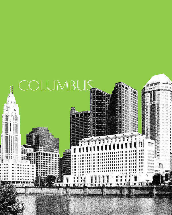 Architecture Poster featuring the digital art Columbus Ohio Skyline - Olive by DB Artist