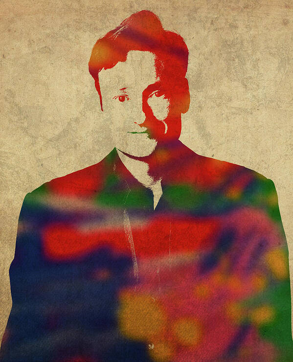 Conan Obrien Poster featuring the mixed media Conan OBrien Watercolor Portrait by Design Turnpike