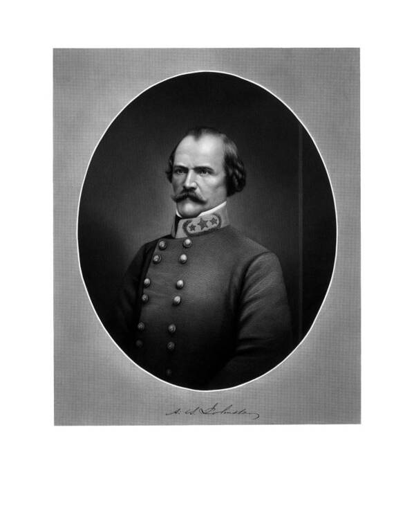 Civil War Poster featuring the mixed media Confederate General Albert Sidney Johnston by War Is Hell Store