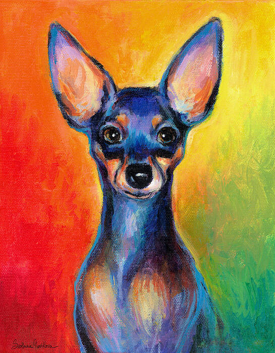 Chihuahua Painting Poster featuring the painting Contemporary colorful Chihuahua chiuaua painting by Svetlana Novikova