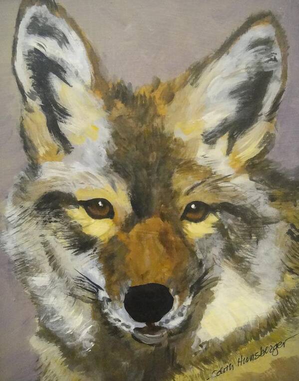 Coyote Poster featuring the painting Coyote by Edith Hunsberger