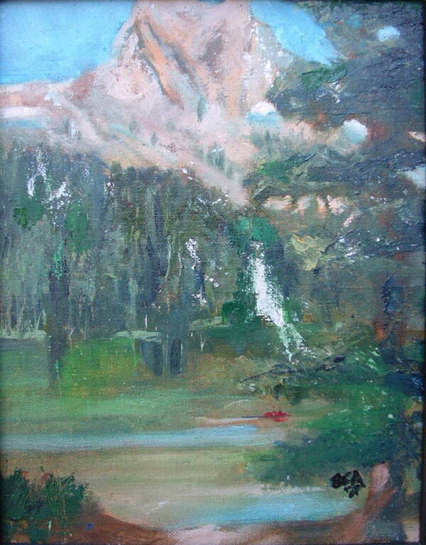 Lake Landscape Mountains Poster featuring the painting Crystal Craig At Pine Lake by Bryan Alexander