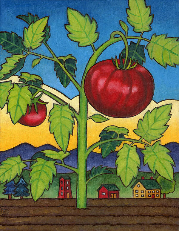 Tomato Poster featuring the painting Dads Tomato by Stacey Neumiller
