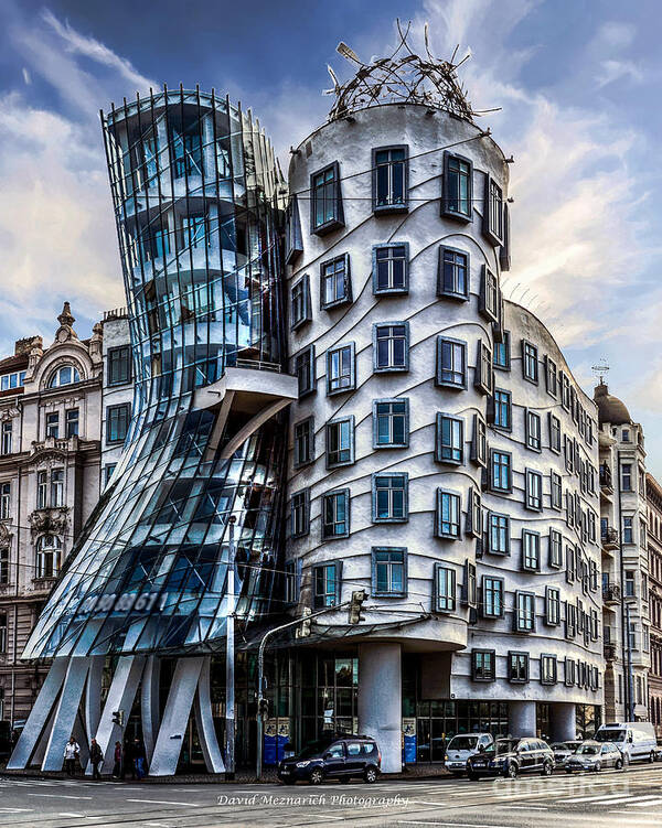 Building Poster featuring the photograph Dancing House by David Meznarich