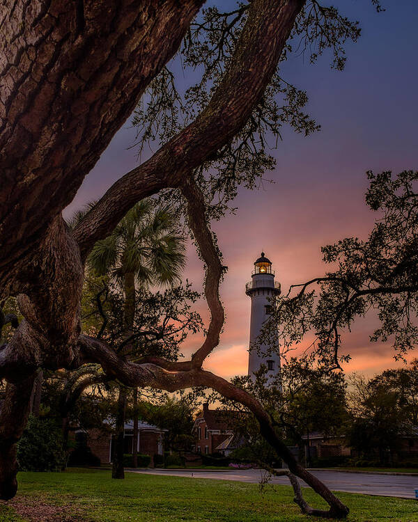 Architecture Poster featuring the photograph Dawn at Saint Simons Lighthouse by Chris Bordeleau
