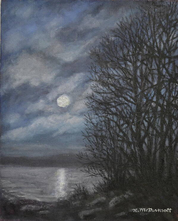 Landscape Poster featuring the painting December Moonlight by Kathleen McDermott