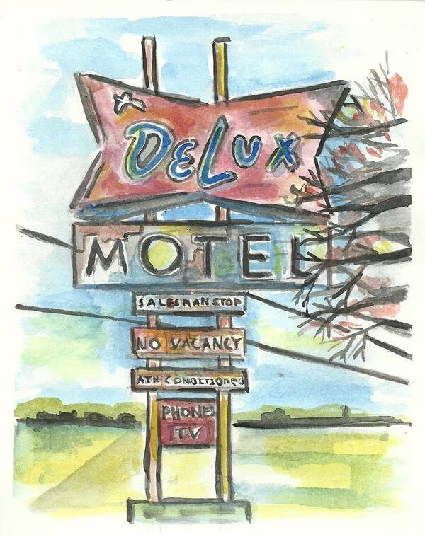 Vintage Poster featuring the painting DeLux Motel by Matt Gaudian