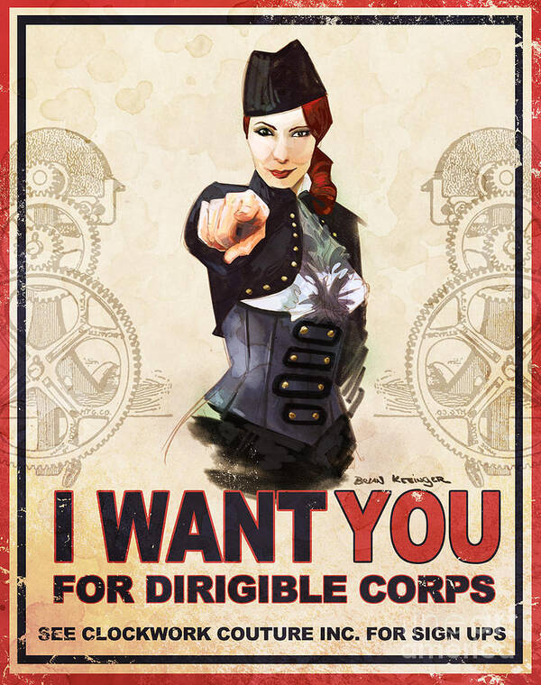 Felicia Day Poster featuring the digital art Dirigible Corps by Brian Kesinger