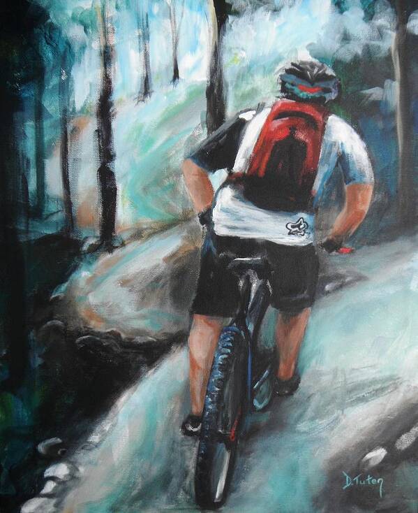 Bicycle Poster featuring the painting Dodging Trees by Donna Tuten