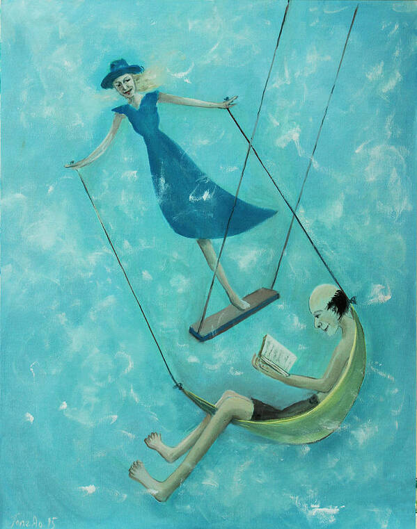 Woman Poster featuring the painting Doing the Swing by Tone Aanderaa