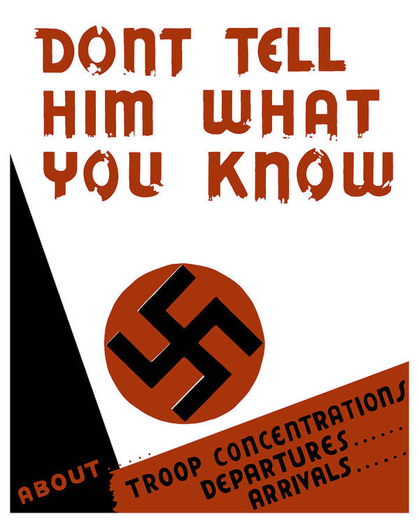 Wpa Poster featuring the mixed media Don't tell him what you know by War Is Hell Store