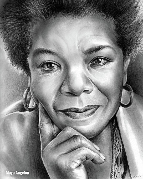 Maya Angelou Poster featuring the drawing Dr Maya Angelou by Greg Joens