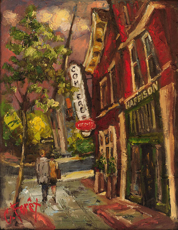 Downtown Poster featuring the painting Dusk in Downtown by Carole Foret