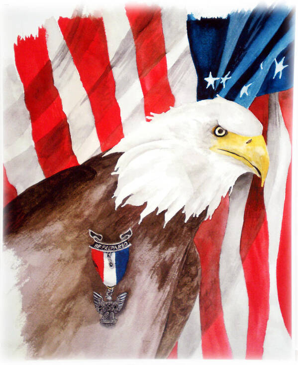 Bsa Poster featuring the painting Eagle Scout by Rosalea Greenwood
