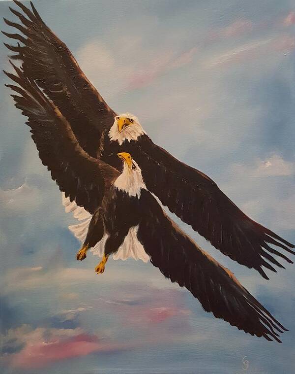 Eagles Poster featuring the painting Eagles Dance   12 by Cheryl Nancy Ann Gordon