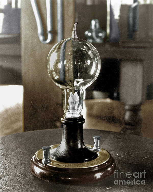 1879 Poster featuring the photograph Edison's Light Bulb, 1879 by Granger