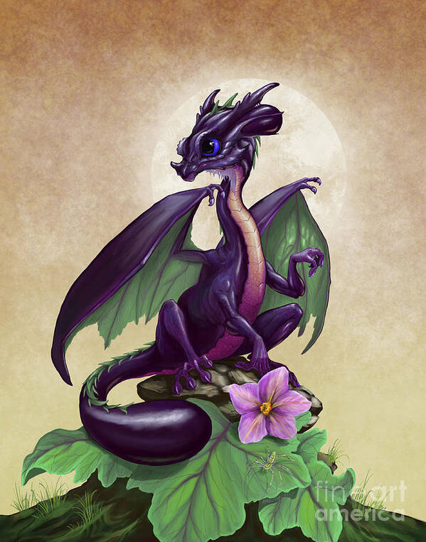 Eggplant Poster featuring the digital art Eggplant Dragon by Stanley Morrison