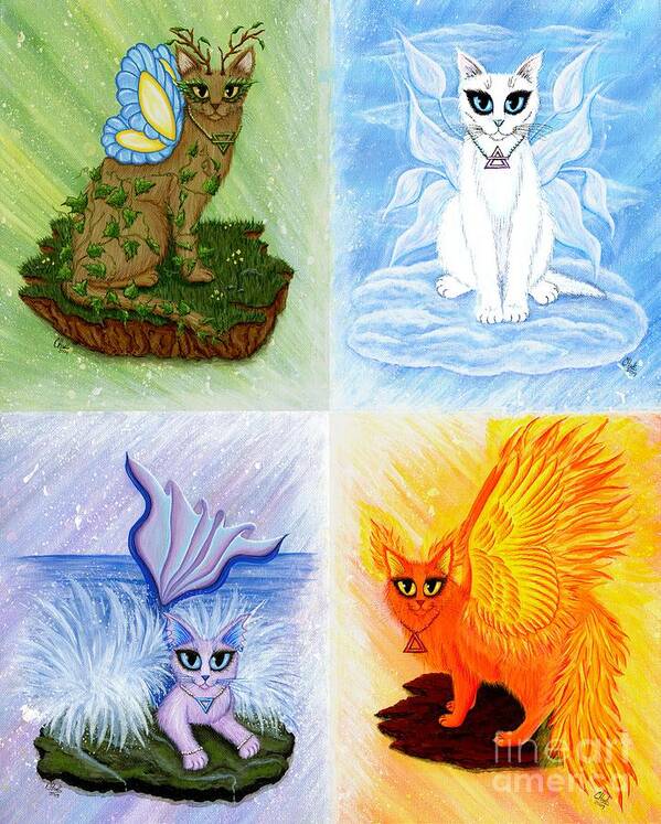 Elements Poster featuring the painting Elemental Cats by Carrie Hawks
