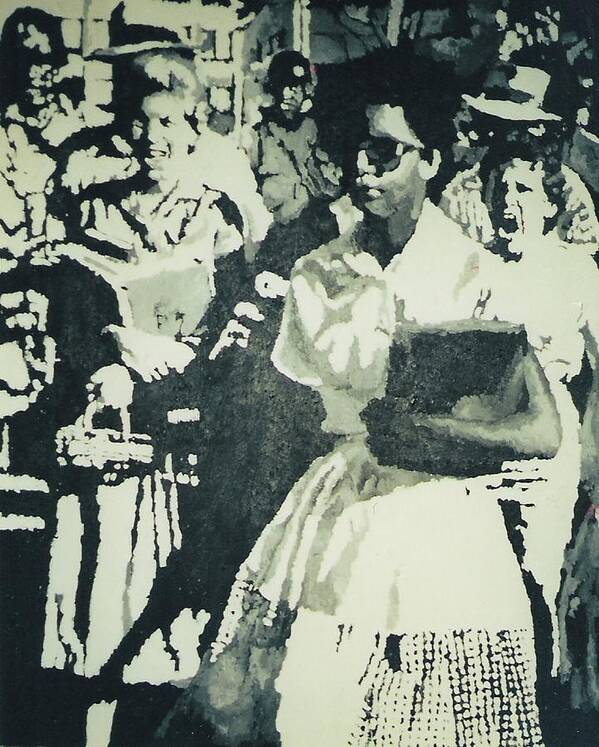 Civil Rights Poster featuring the painting Elizabeth Eckford making her way to Little Rock High School 1958 by Lauren Luna
