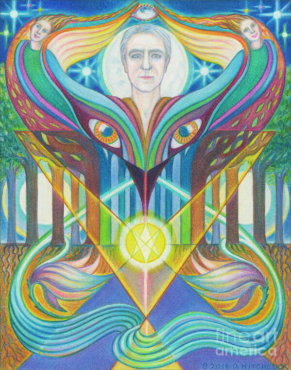 Spiritual Poster featuring the drawing Embraced By The Muse by Debra Hitchcock