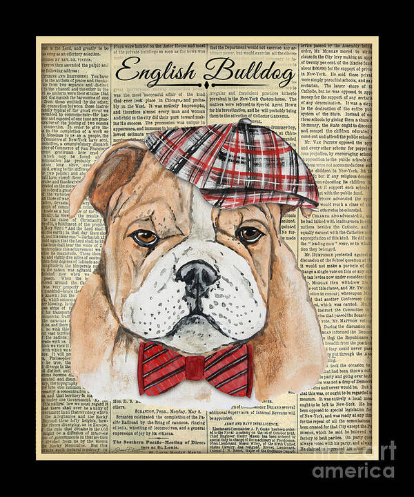 English Bulldog Poster featuring the painting English Bulldog-JP3858 by Jean Plout