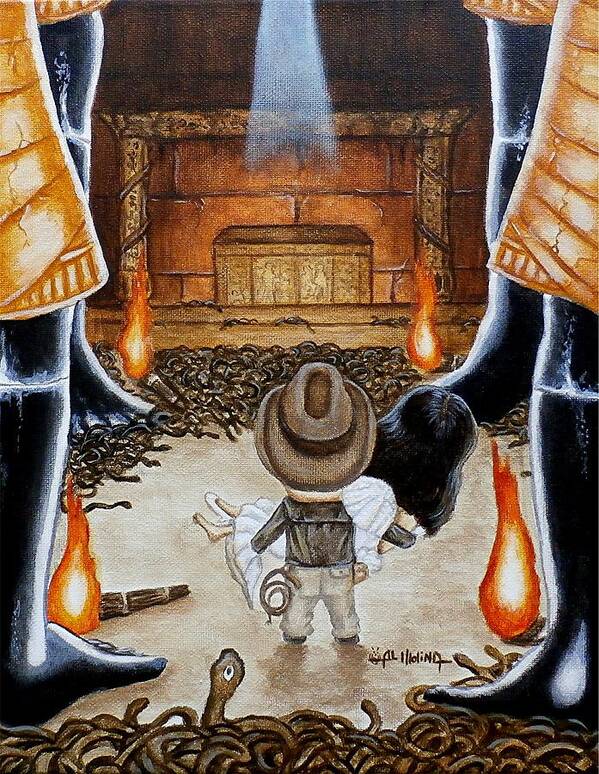 Raiders Of The Lost Ark Poster featuring the painting Escape from the Well of Souls by Al Molina