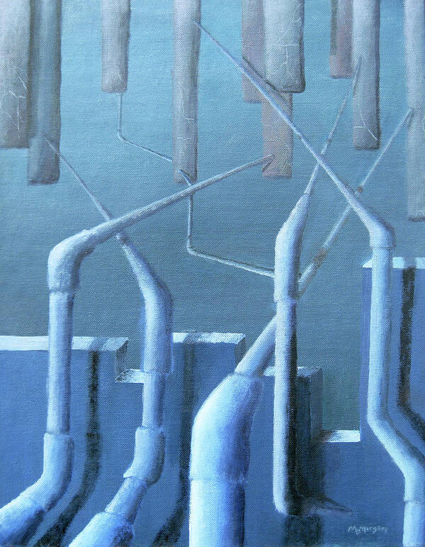 Pipe Poster featuring the painting Extending Pipes by Michael Morgan