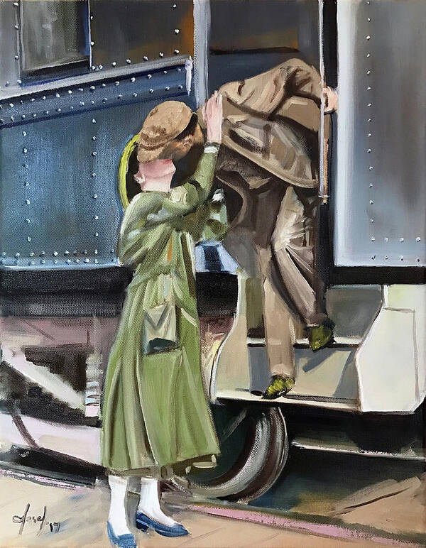 World War One Poster featuring the painting Farewell Kiss by Josef Kelly