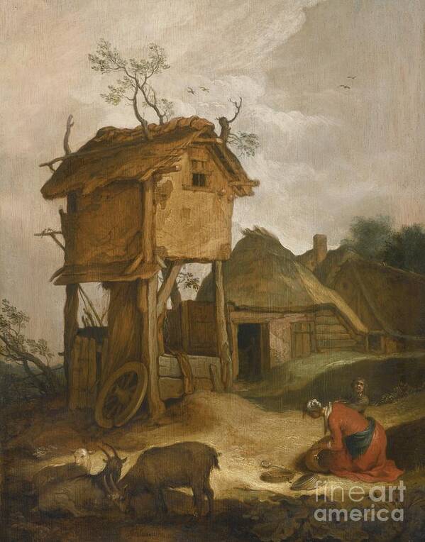 Abraham Bloemaert Poster featuring the painting Farmyard With Dovecote by Celestial Images