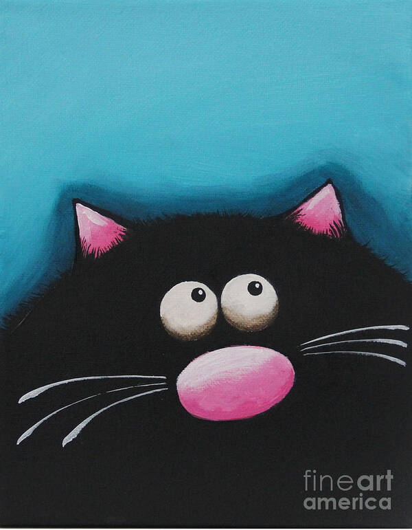 Fat Cat Poster featuring the painting Fat Cat in Blue by Lucia Stewart