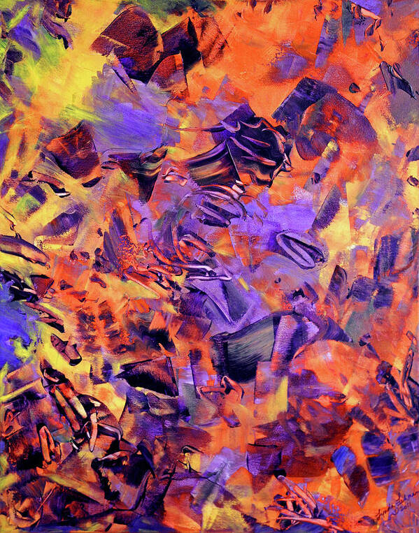 Abstract Poster featuring the painting Firestorm by Lynda Lehmann