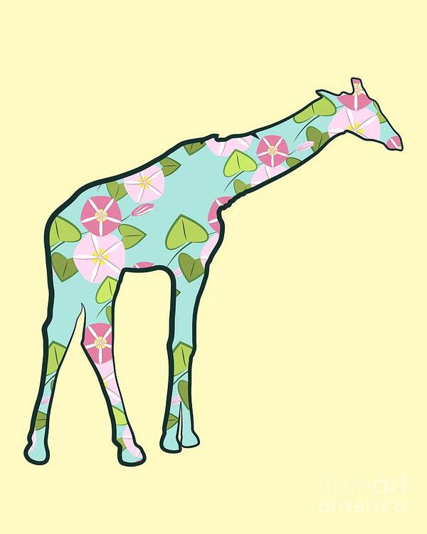 Animal Graphic Poster featuring the digital art Floral Giraffe 2 by MM Anderson