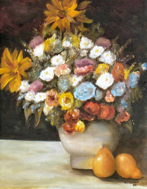 Flowers Poster featuring the painting Flowers after Renoir by Merle Blair