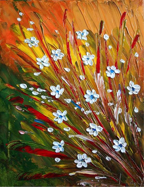 Flowers Poster featuring the painting Flowers Field by Luiza Vizoli