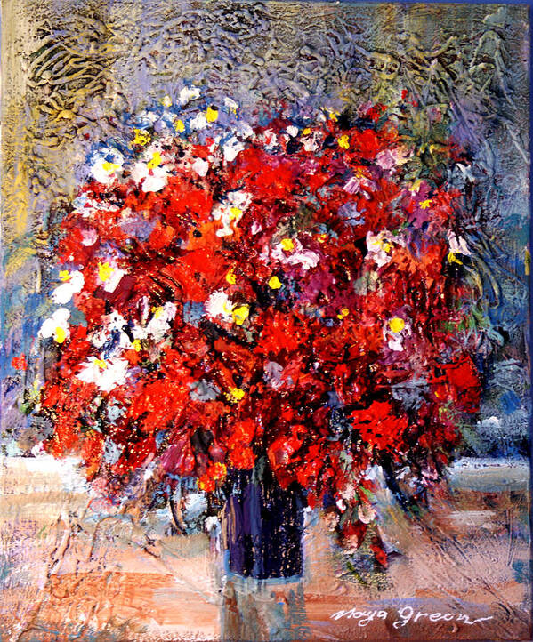 Artwork Poster featuring the painting Flowers For You by Maya Green